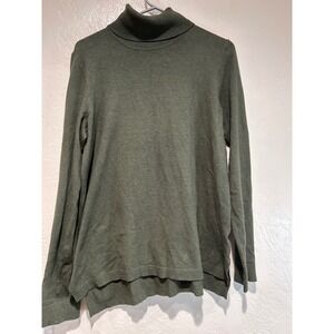 Cyrus Olive Green Turtleneck Sweater Womens Large  High Low Knit Pullover